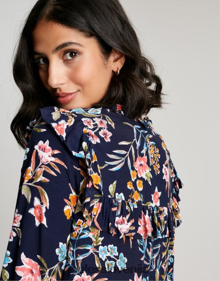 Joules oblačila ženske večplastna tunika z volančki iz rubinaste ključavnice NFBJ4H101 navy peak floral