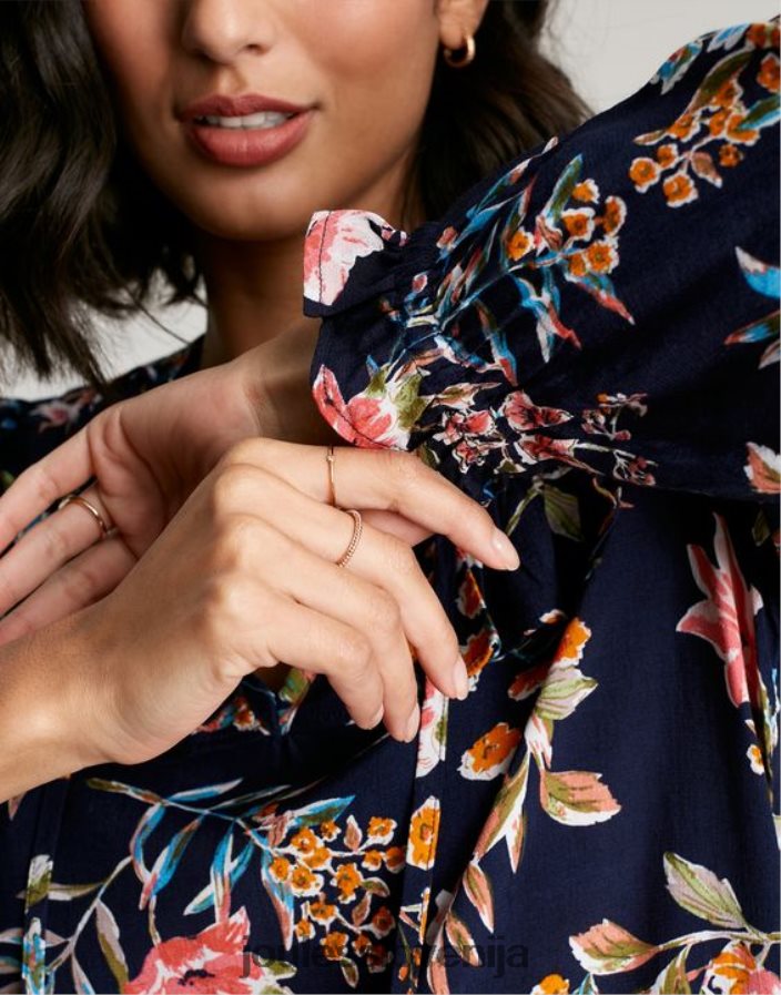 Joules oblačila ženske večplastna tunika z volančki iz rubinaste ključavnice NFBJ4H101 navy peak floral