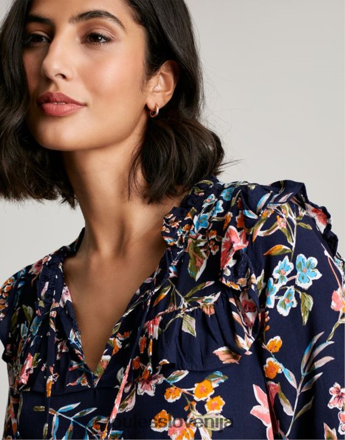 Joules oblačila ženske večplastna tunika z volančki iz rubinaste ključavnice NFBJ4H101 navy peak floral