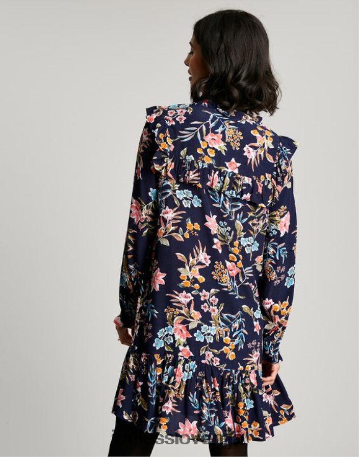 Joules oblačila ženske večplastna tunika z volančki iz rubinaste ključavnice NFBJ4H101 navy peak floral