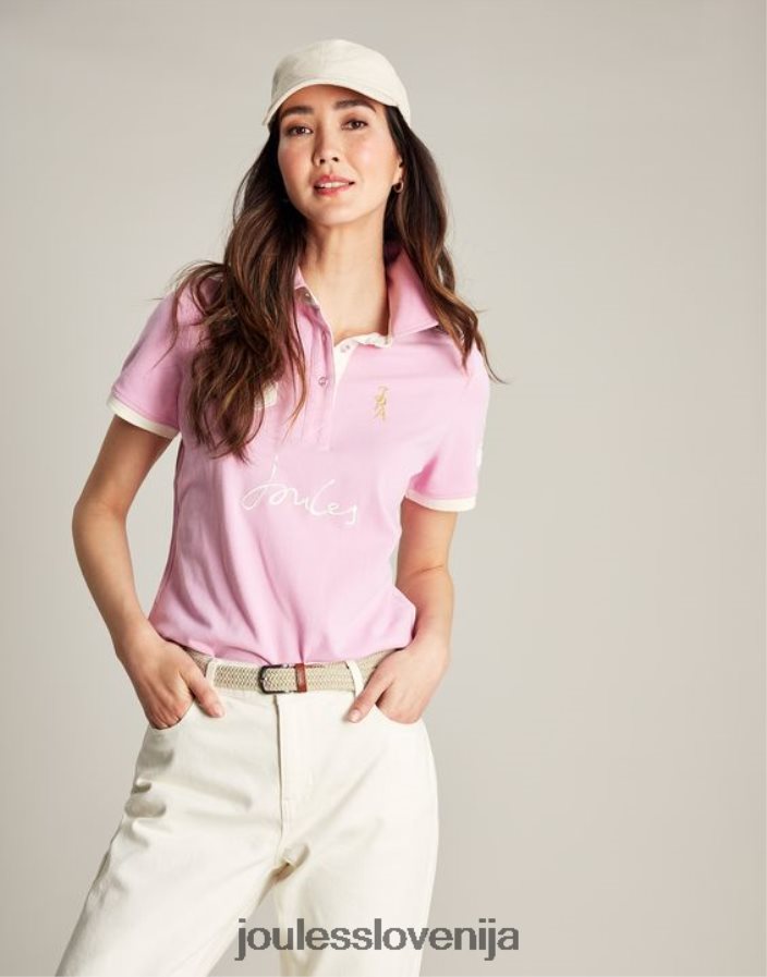 Joules oblačila ženske beaufort polo majica NFBJ4H72 svetlo roza