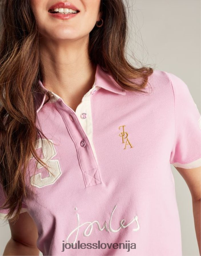 Joules oblačila ženske beaufort polo majica NFBJ4H72 svetlo roza