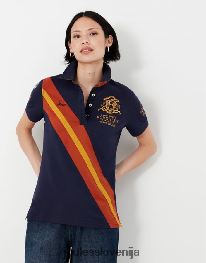 Joules oblačila ženske burghley polo majica 2022 NFBJ4H135 francoska mornarica