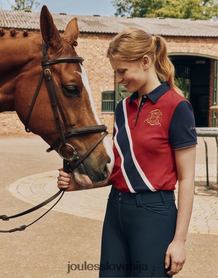 Joules oblačila ženske burghley polo majica NFBJ4H120 temno rdeča