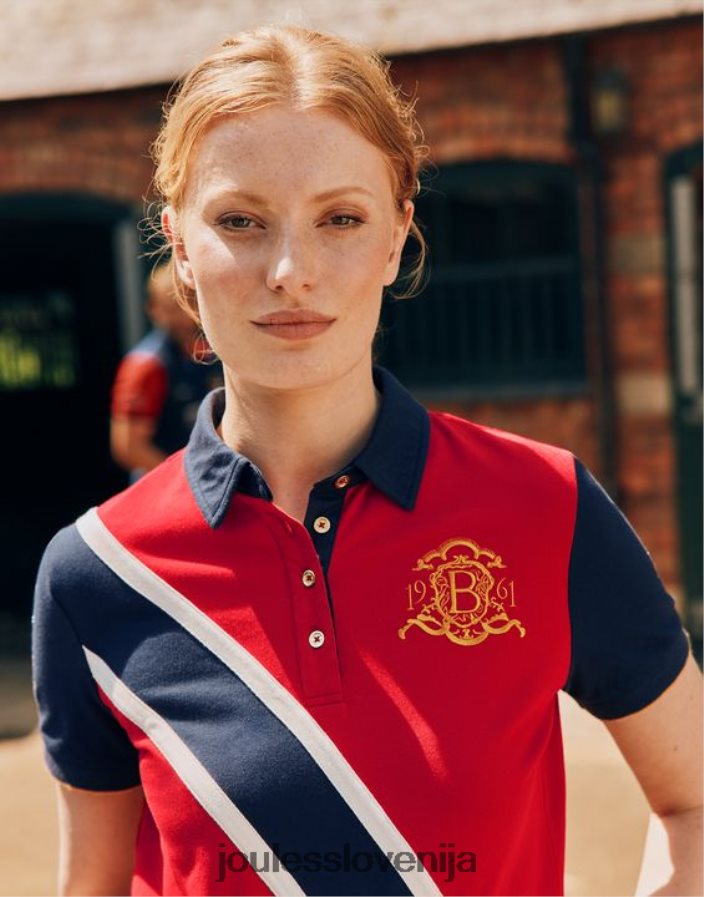 Joules oblačila ženske burghley polo majica NFBJ4H120 temno rdeča