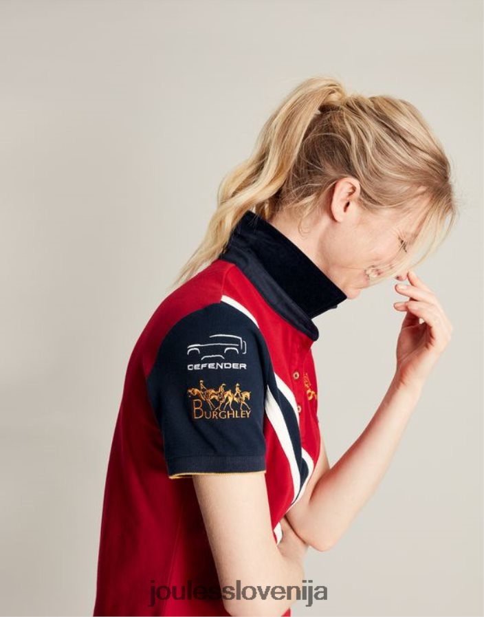 Joules oblačila ženske burghley polo majica NFBJ4H120 temno rdeča
