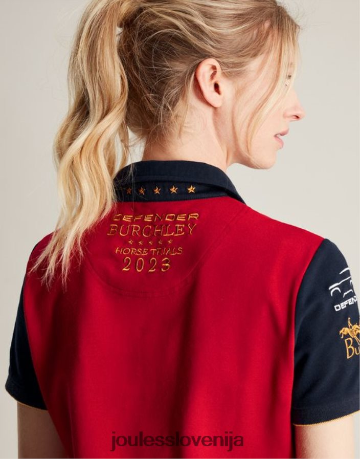 Joules oblačila ženske burghley polo majica NFBJ4H120 temno rdeča