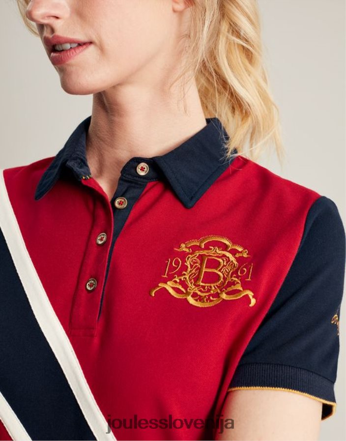 Joules oblačila ženske burghley polo majica NFBJ4H120 temno rdeča