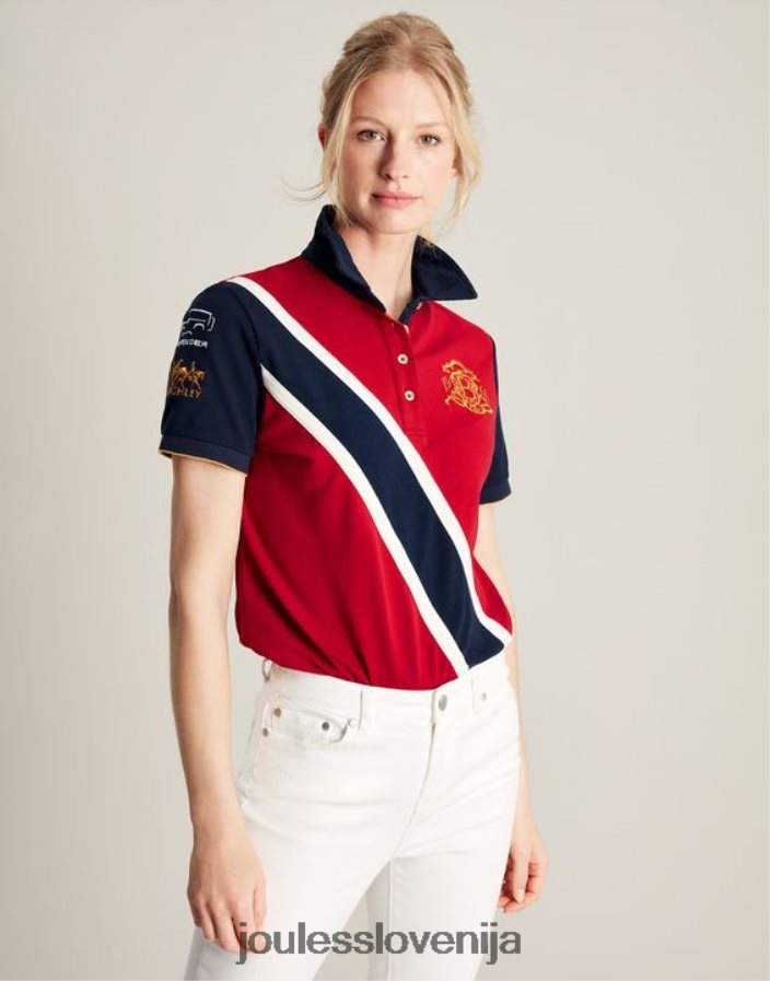 Joules oblačila ženske burghley polo majica NFBJ4H120 temno rdeča