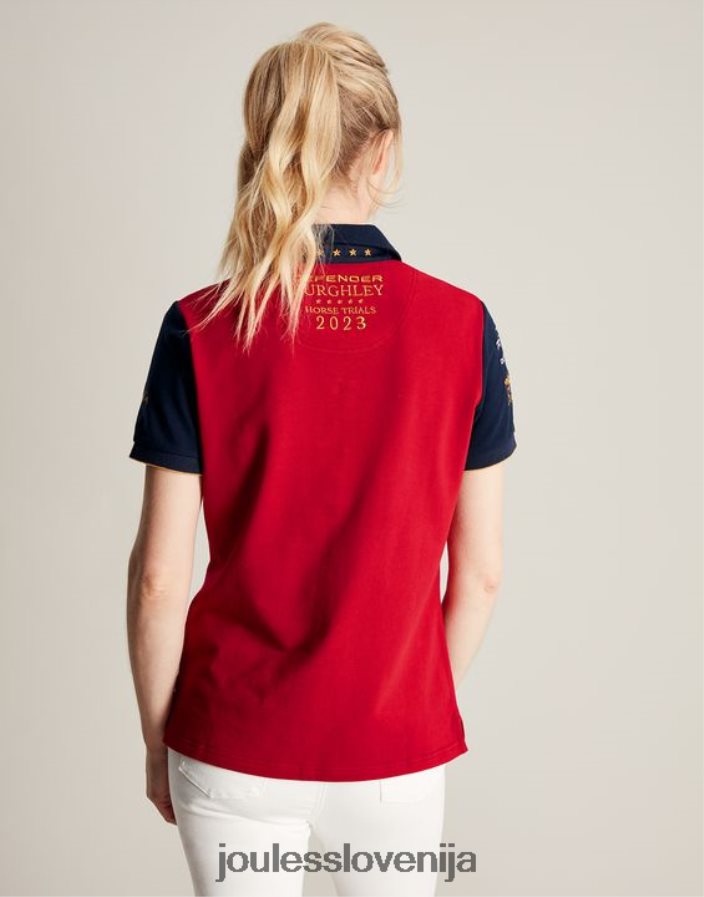 Joules oblačila ženske burghley polo majica NFBJ4H120 temno rdeča