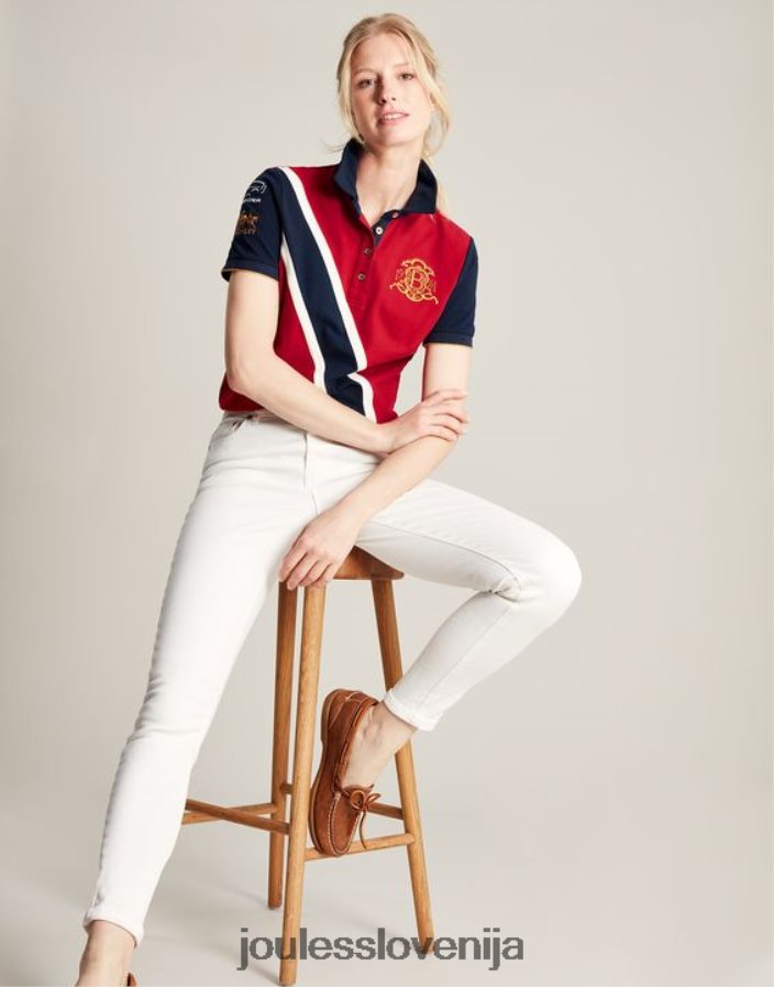 Joules oblačila ženske burghley polo majica NFBJ4H120 temno rdeča