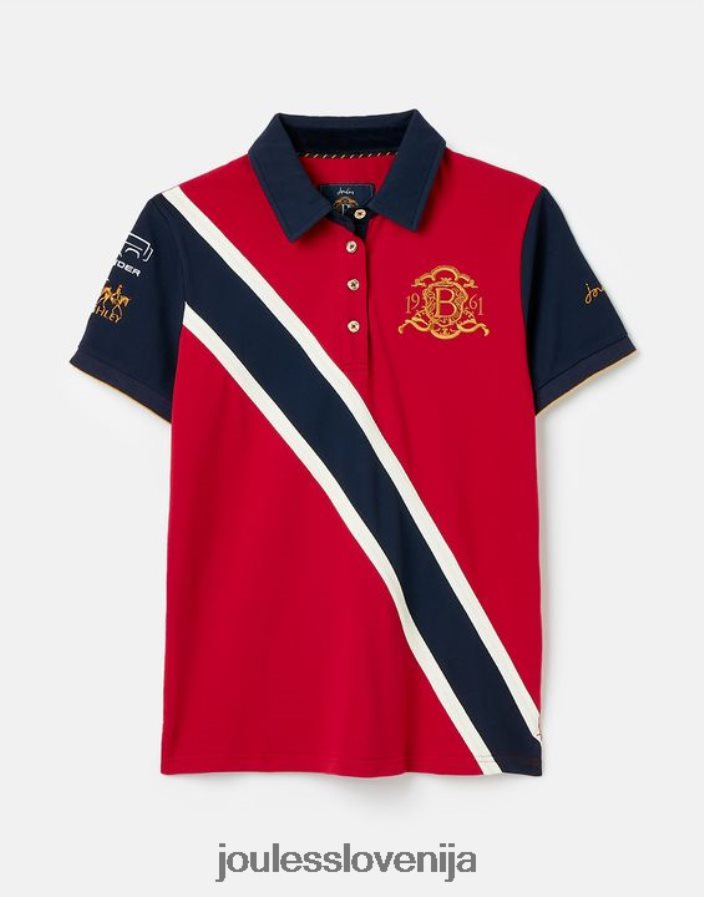 Joules oblačila ženske burghley polo majica NFBJ4H120 temno rdeča
