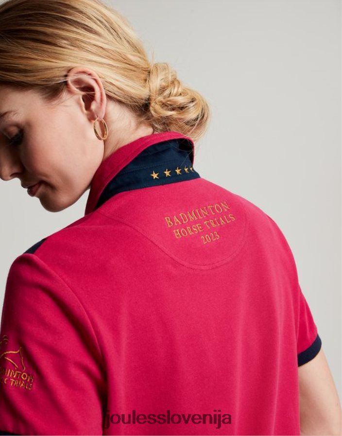 Joules oblačila ženske okrašena polo majica za badminton NFBJ4H107 globoka malina