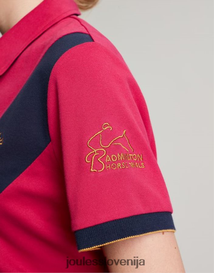 Joules oblačila ženske okrašena polo majica za badminton NFBJ4H107 globoka malina