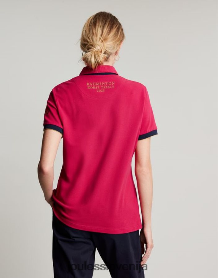 Joules oblačila ženske okrašena polo majica za badminton NFBJ4H107 globoka malina