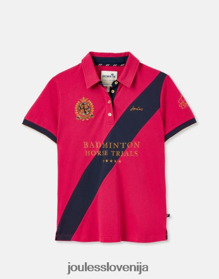 Joules oblačila ženske okrašena polo majica za badminton NFBJ4H107 globoka malina