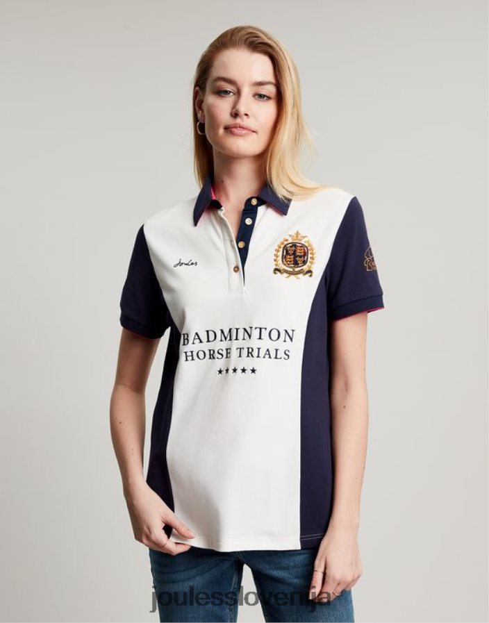Joules oblačila ženske okrašena polo majica za badminton NFBJ4H75 krema