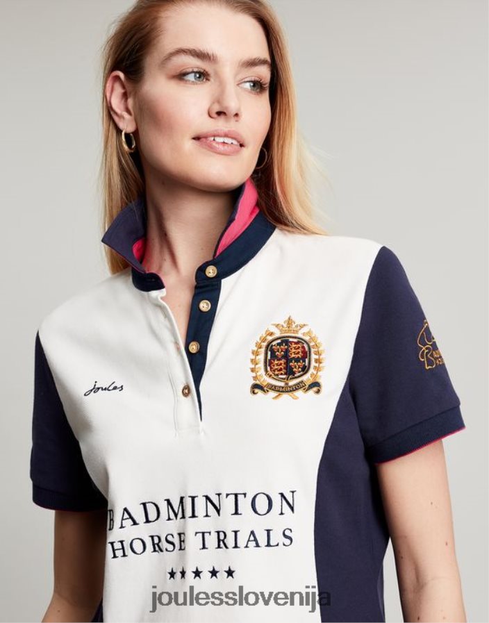 Joules oblačila ženske okrašena polo majica za badminton NFBJ4H75 krema
