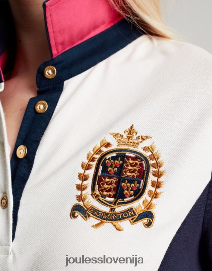 Joules oblačila ženske okrašena polo majica za badminton NFBJ4H75 krema