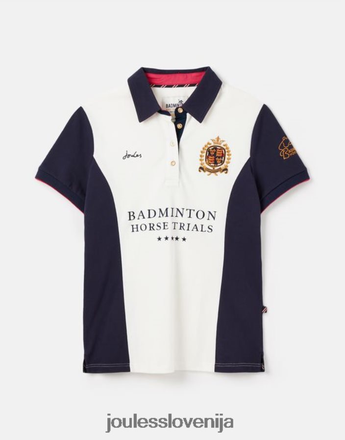 Joules oblačila ženske okrašena polo majica za badminton NFBJ4H75 krema