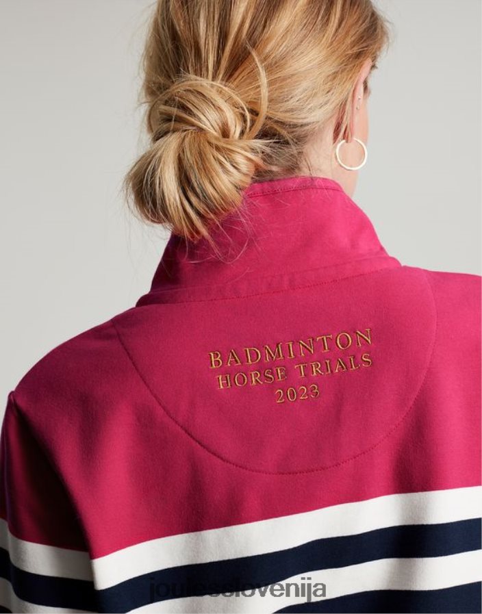 Joules oblačila ženske badminton saunton pulover z lijakastim ovratnikom NFBJ4H28 mornarsko roza črta