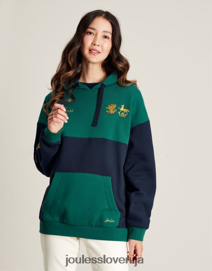 Joules oblačila ženske unisex bramham pulover s kapuco NFBJ4H68 pacifik
