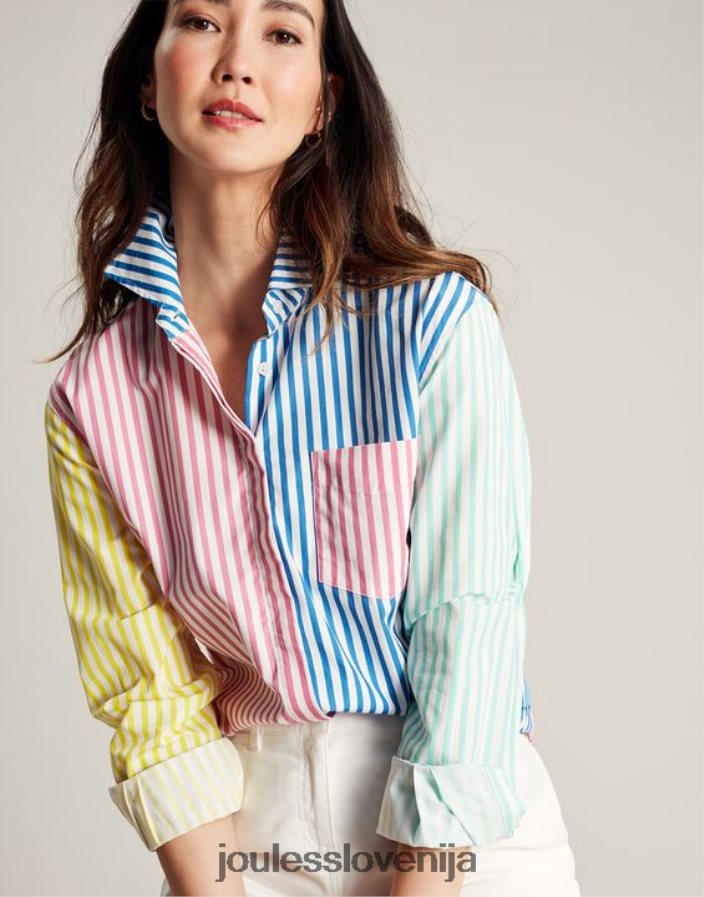 Joules oblačila ženske amilla majica s spuščenimi rameni NFBJ4H63 hotch potch stripe