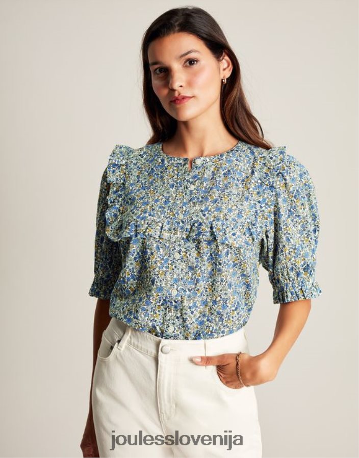 Joules oblačila ženske bluza z gumbom clarabelle NFBJ4H99 ditsy