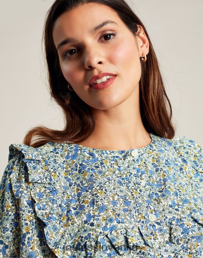 Joules oblačila ženske bluza z gumbom clarabelle NFBJ4H99 ditsy