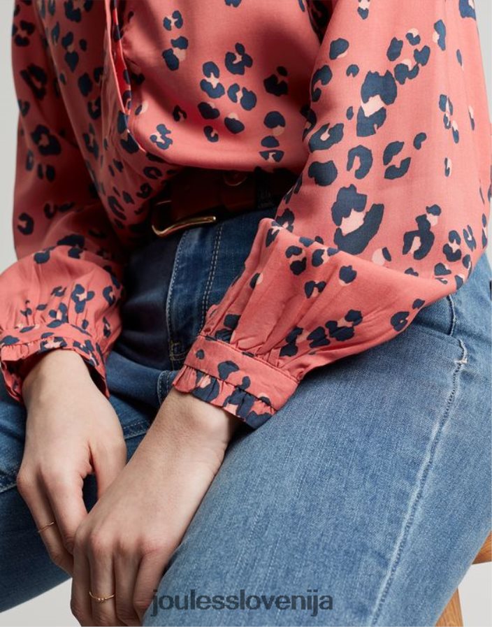 Joules oblačila ženske kalina srajca s skritimi oporniki NFBJ4H59 rdeči leopard