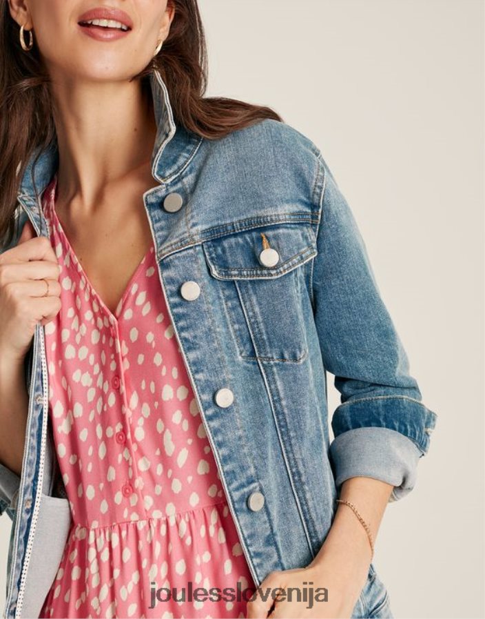 Joules oblačila ženske arkley sproščena denim jakna NFBJ4H24 svetlo modra