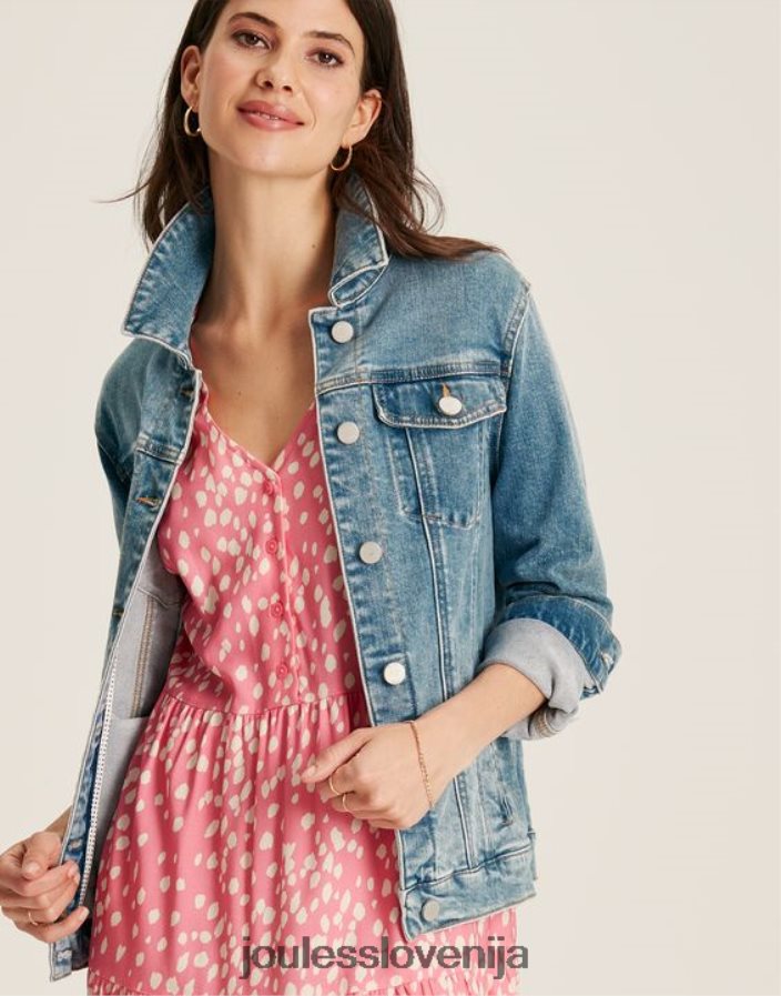 Joules oblačila ženske arkley sproščena denim jakna NFBJ4H24 svetlo modra